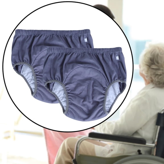 Fonmwin 2 Pcs Reusable Incontinence Underwear for Adults - Leakproof Washable Pull-On Cloth Diaper with TPU Waterproof Layer, Super Absorbent Cotton-Polyester Briefs for Seniors & Disabled, L