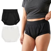 Fonmwin Adult Plastic Pants for Incontinence   Waterproof Leakproof High Waist Diaper Covers, Noiseless Washable Rubber Underwear for Men & Women, XL 2-Pack White & Black