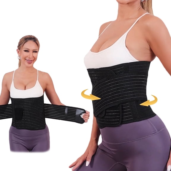 Fonmwin Postpartum Belly Band, Abdominal Binder, Bamboo,C-Section Recovery, Waist/Pelvis Belt, Black L/XL, 1 Count
