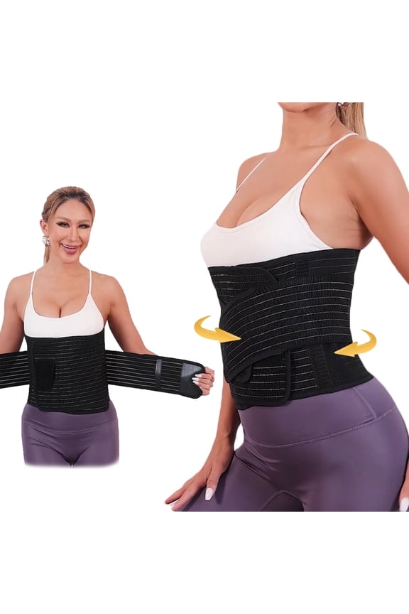 Postpartum Belly Band -Abdominal Binder Post Surgery Belly Wrap Bamboo C Section Waist/Pelvic Belt Black S/M