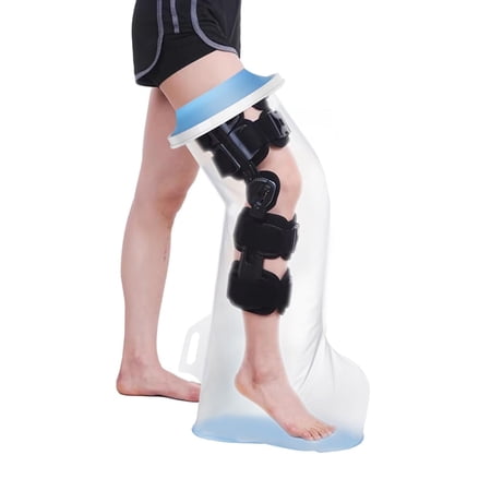 Fonmwin Waterproof Extra Wide Full Leg Cast Cover Reusable for Shower after Surgery with Non-Slip Bottom, Extra Large Cast Protector for Knee Surgeries
