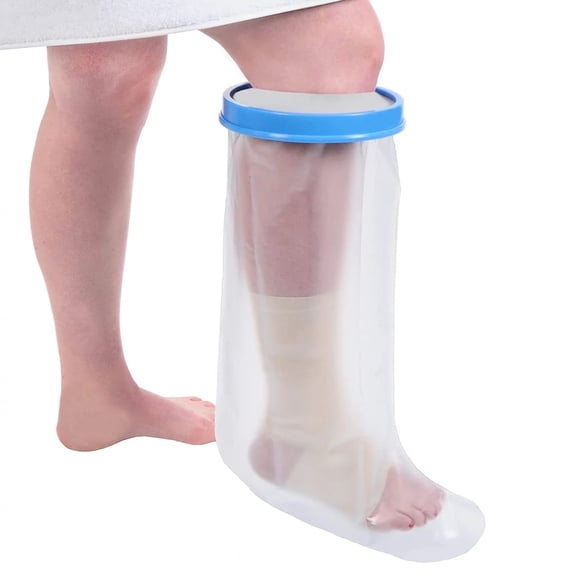 Fonmwin Waterproof Leg Cast Cover for Shower,Reusable Cast Cover for Foot , Watertight Foot Protector for Broken Knee Foot Ankle Wound Burns, Transparent Half Leg Covers, 26"