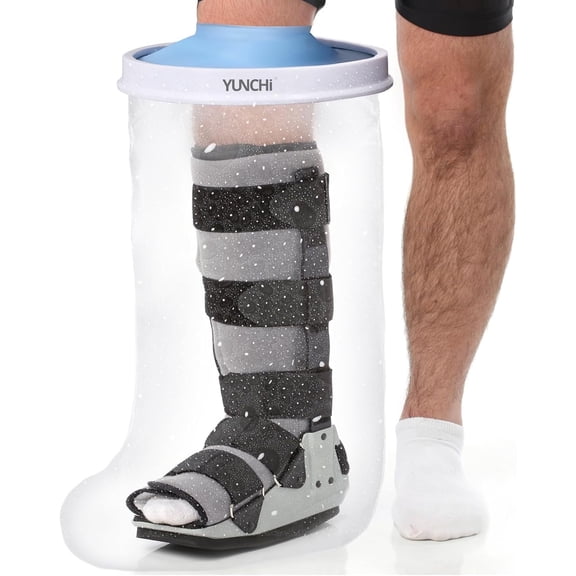 Fonmwin Waterproof Leg Cast Cover for Shower - Extra Large & Wide Size Fits Calf 13-28 Inches, Reusable Foot & Leg Protector for Adults