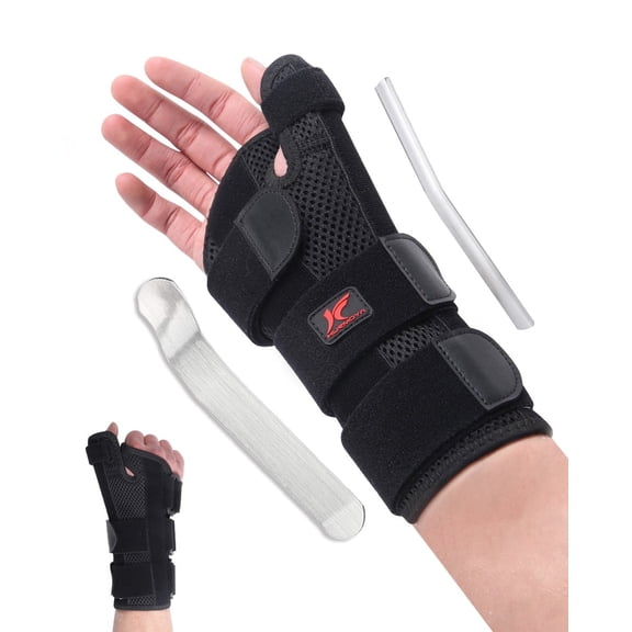 Fonmwin Wrist Brace with Thumb Spica for Carpal Tunnel & Tendonitis, Right Hand (Large)L (Right-handed)Black