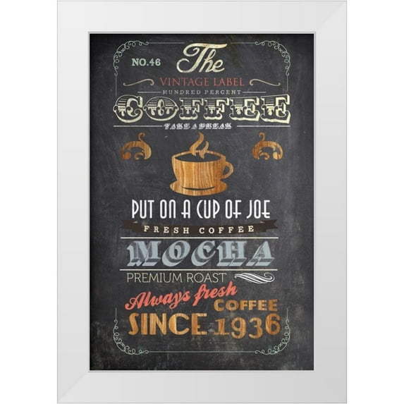 Fontaine, Drako 13x18 White Modern Wood Framed Museum Art Print Titled - Coffee Menu I - Mini
