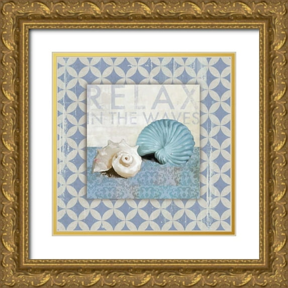 Fontaine, Drako 15x15 Gold Ornate Wood Framed with Double Matting Museum Art Print Titled - Shell Geo I - Mini