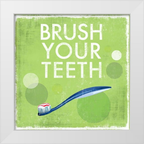 Fontaine, Drako 26x26 White Modern Wood Framed Museum Art Print Titled - Brush your Teeth
