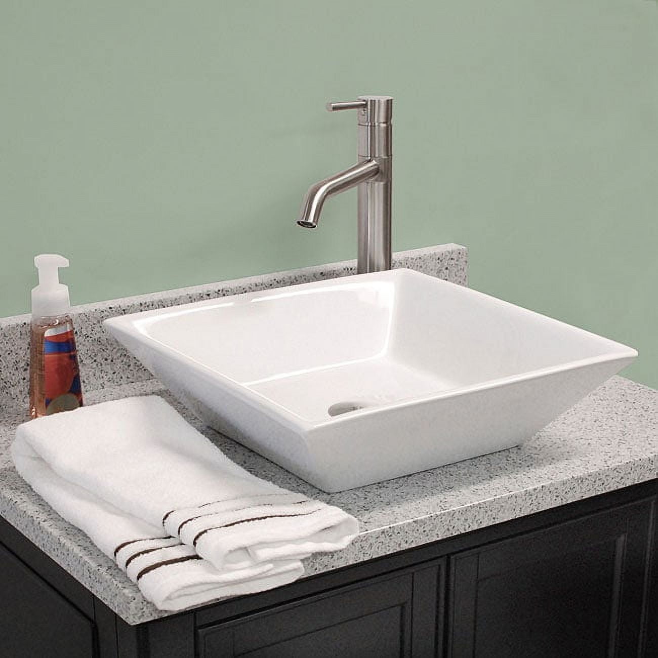 Modern White Square Ceramic Bathroom Vessel Sink