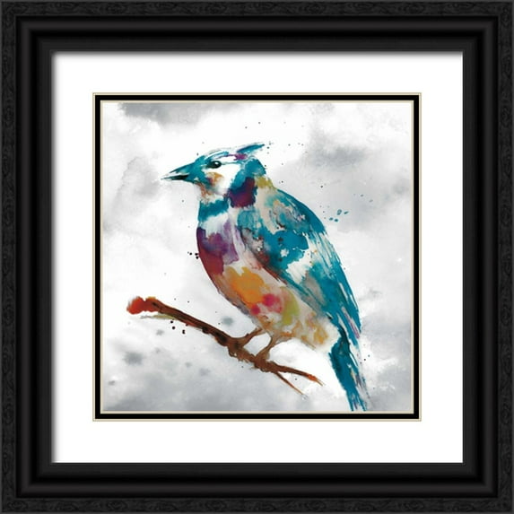 Fontaine, Stephanie 12x12 Black Ornate Wood Framed with Double Matting Museum Art Print Titled - Blue Jay