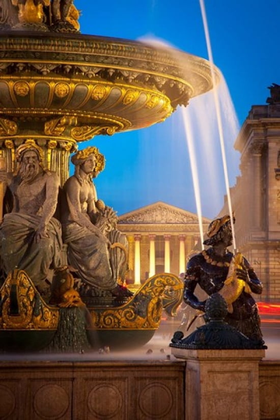Fontaine des Fleuves with Leglise Sainte-Marie-Madeleine Canvas Art - Brian Jannsen DanitaDelimont (19 x 28)
