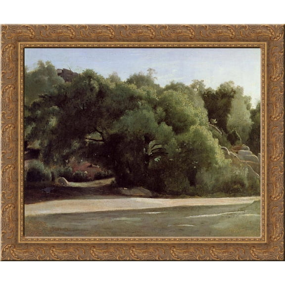 Fontainebleau, the Road to Chailly 24x20 Gold Ornate Wood Framed Canvas Art by Camille Corot