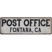 Fontana, Ca Post Office Metal Sign Vintage 6x18 106180011097