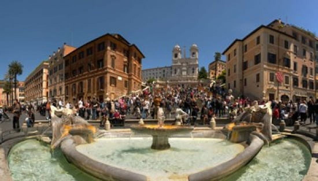 Fontana Della Barcaccia at Piazza Di Spagna Rome Lazio Italy Canvas Art - Panoramic Images (36 x 21)