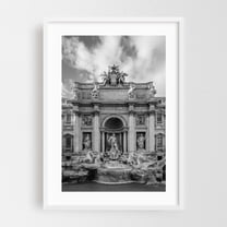 Fontana di Trevi B&W - Rome Lazio Italy Photography White Framed Wall Art Print 16 x 24 inches