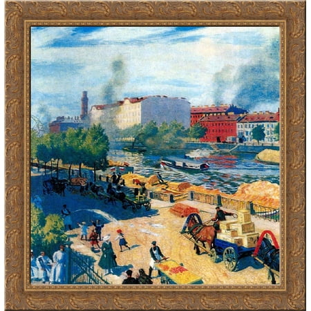 Fontanka 20x20 Gold Ornate Wood Framed Canvas Art by Boris Kustodiev