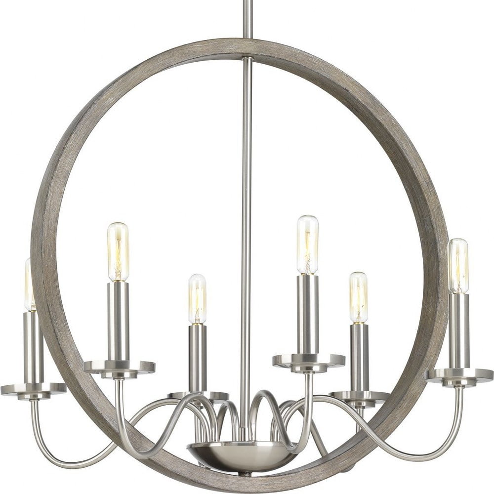 Fontayne Brushed Nickel 6-Light Candelabra Chandelier