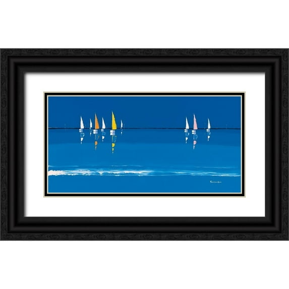 Fontdeville, Guy 18x11 Black Ornate Wood Framed with Double Matting Museum Art Print Titled - Voiles multicolores