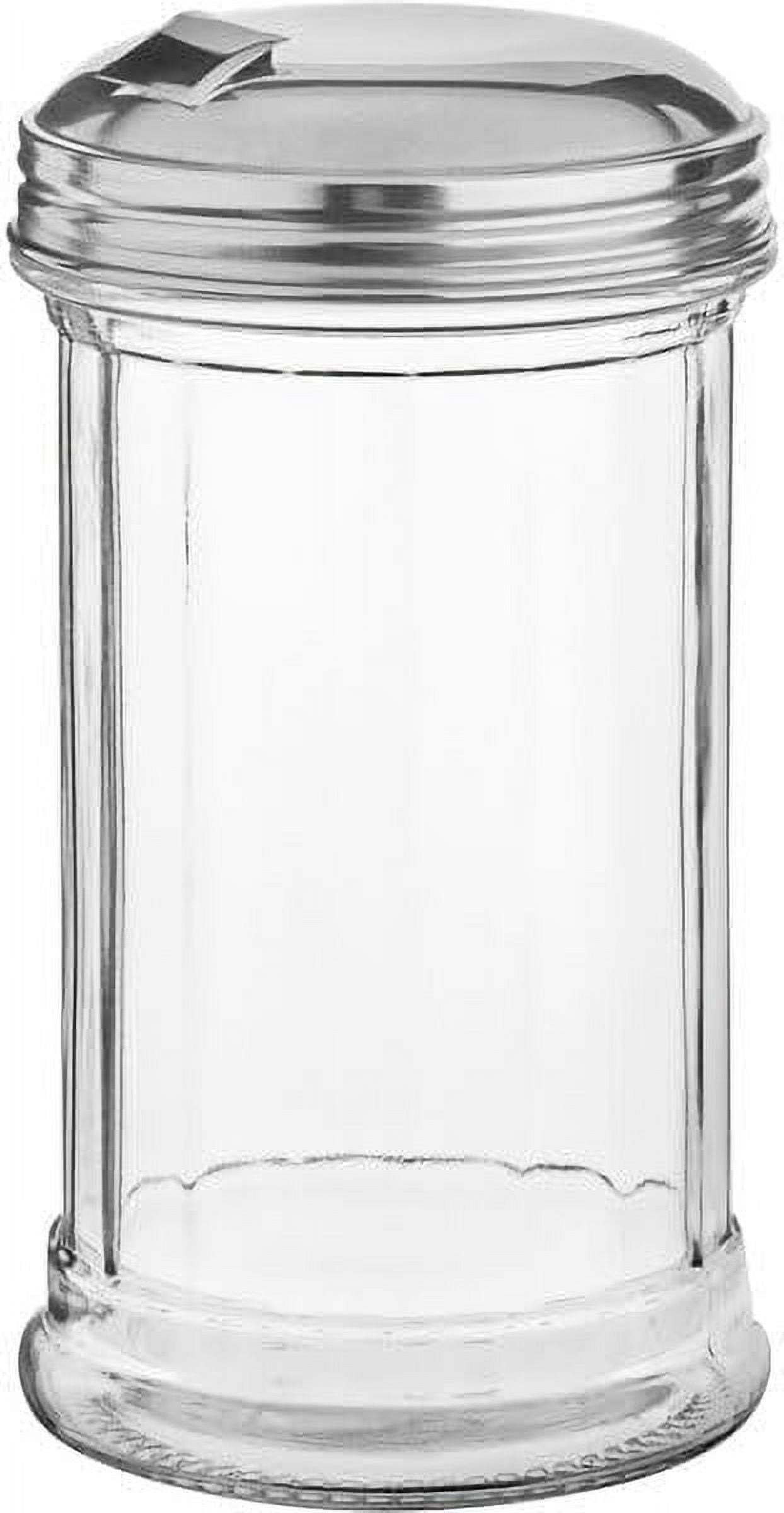Fonteme 12-oz Retro Style Sugar Dispenser, Glass Jar, Stainless Steel, Pour-Flap Lid [1PK]