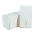 thumbnail image 1 of Fonteme Linen-Feel Guest Towels | 14 Gold Letter 'TET' [ט] White Paper Dinner Napkins, Cursive Hebrew Font, air-laid Material [14PK], 1 of 3