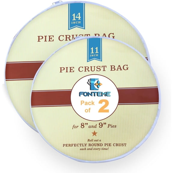 Fonteme Plastic Pie Crust Dough Rolling Bag - Set of 2 (11" and 14") | Non-Stick Mess Free Pie Crust Dough Shaper | Ideal Dough Bag for Rolling Pie Crust, Cookie, Pastry, Pizza, and Pasta Dough