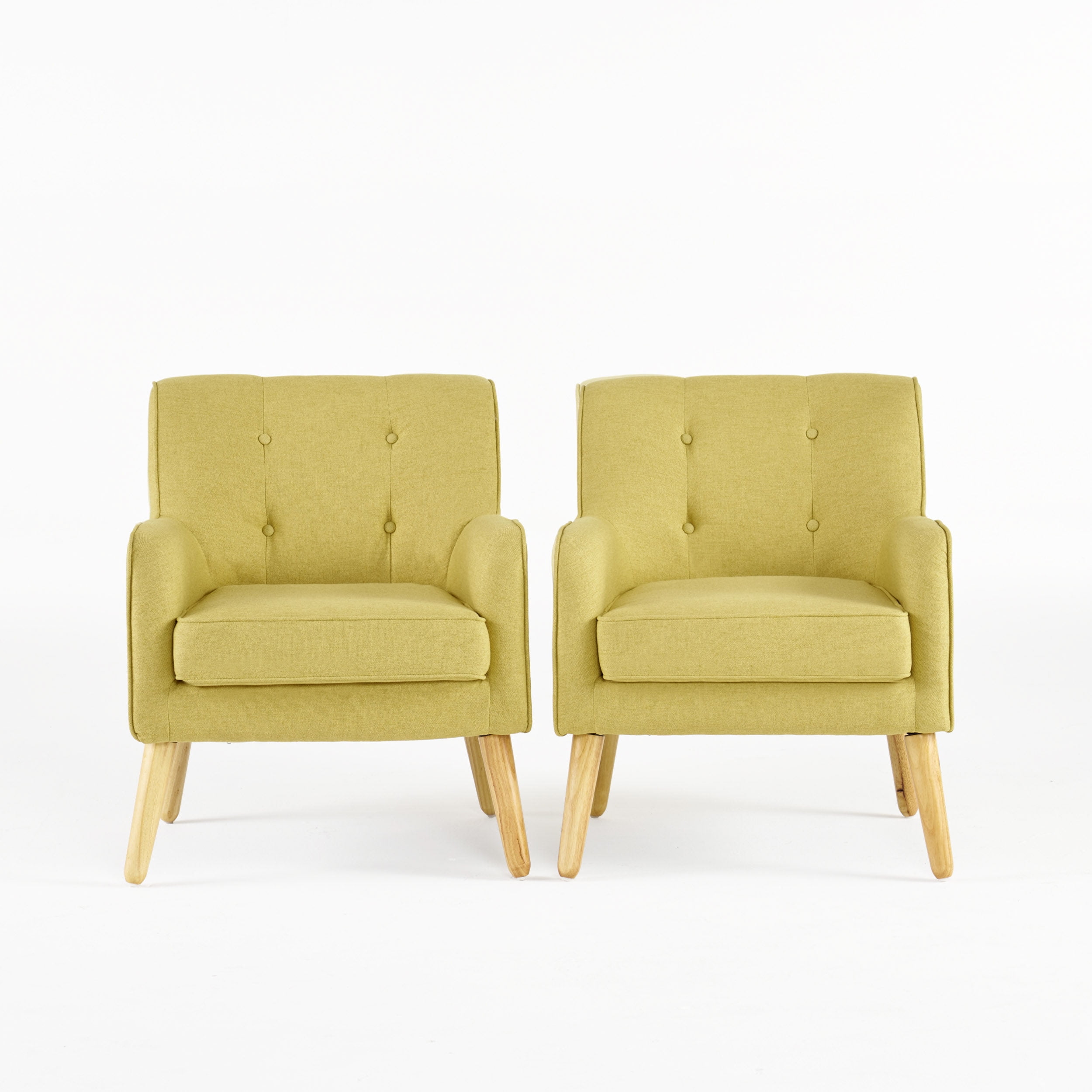 Wasabi Tufted Mid-Century Modern Wood Accent Chair