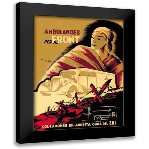 Fontsere 19x24 Black Modern Framed Museum Art Print Titled - Ambulancies per al Front
