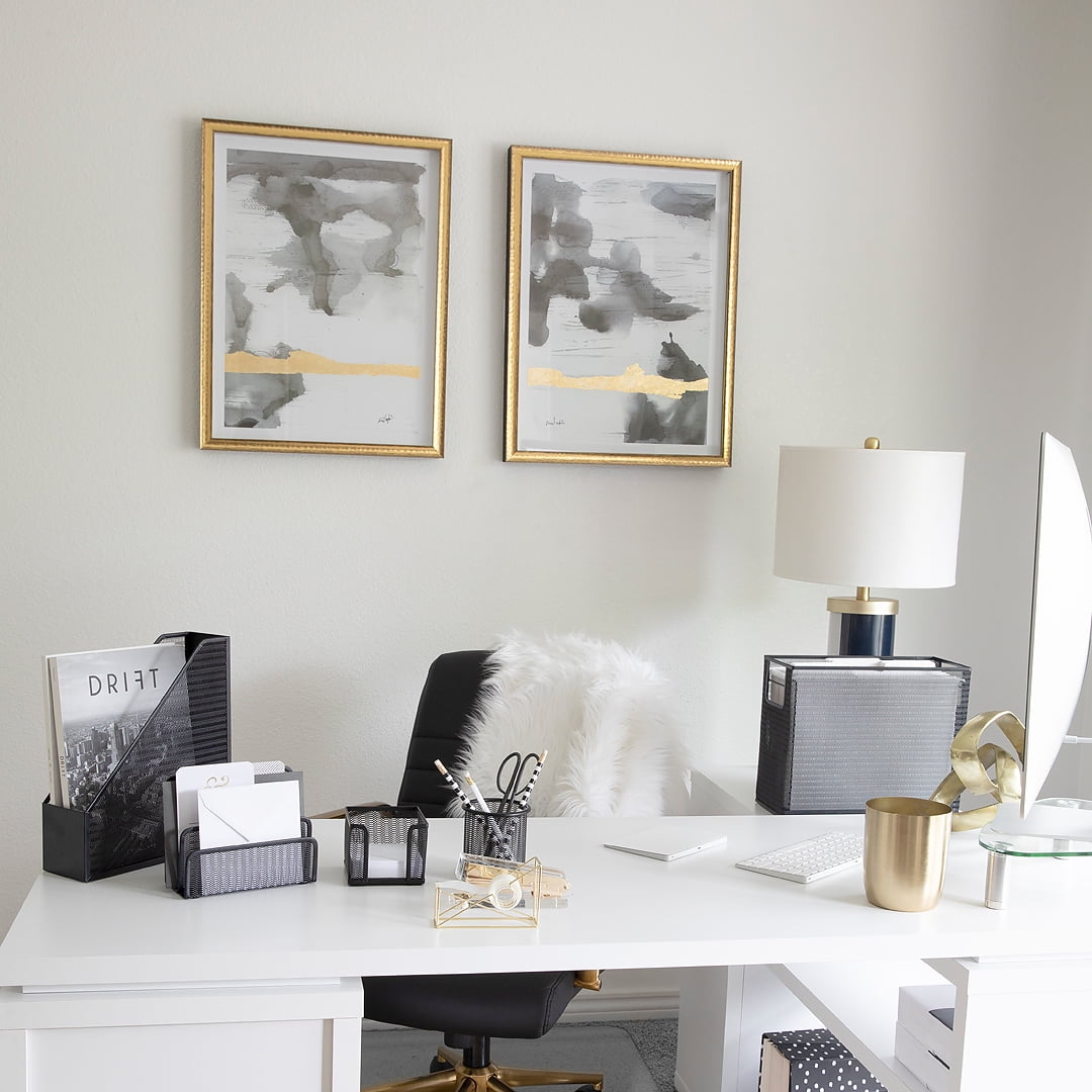 Black Metal 5-Piece Desk Organizer Set with Hanging File