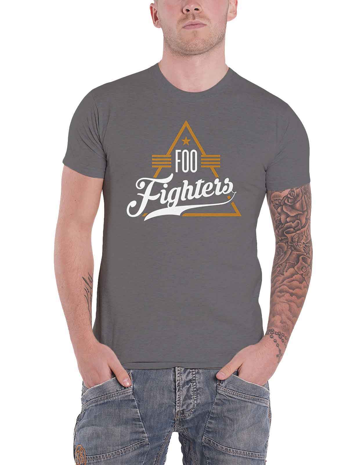 Foo Fighters T Shirt Triangle Band Logo new Official Mens Heather