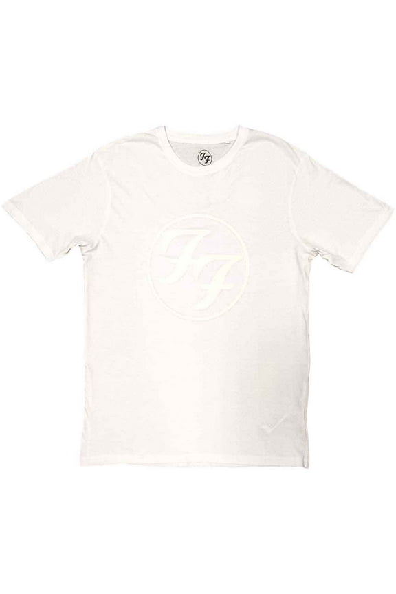 Foo Fighters Unisex Hi-Build T-Shirt: FF Logo (White-On-White)