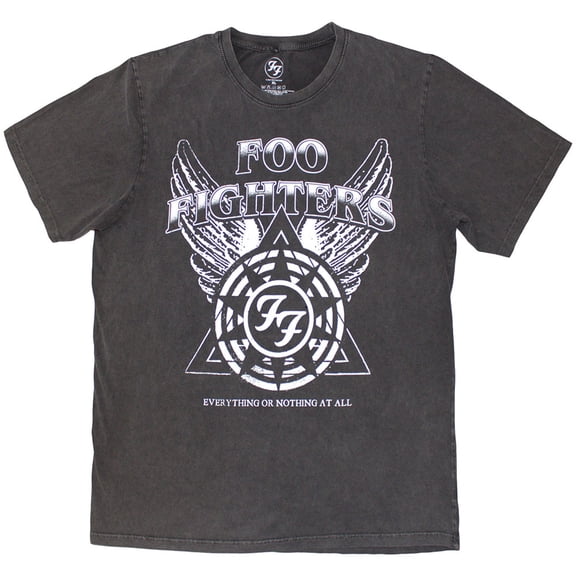 Foo Fighters Unisex Stone Wash T-Shirt EONAA Logo (Charcoal Grey) (XX-Large)