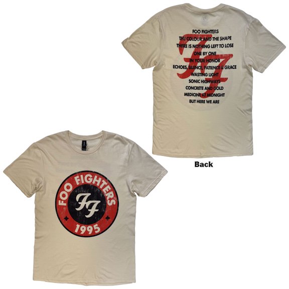 Foo Fighters Unisex T-Shirt: 1995-2025 Albums (Natural) (Back Print)