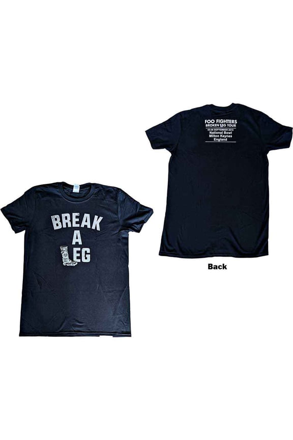 Foo Fighters Unisex T-Shirt: Break A Leg Milton Keynes (Ex-Tour & Back Print) (Medium)