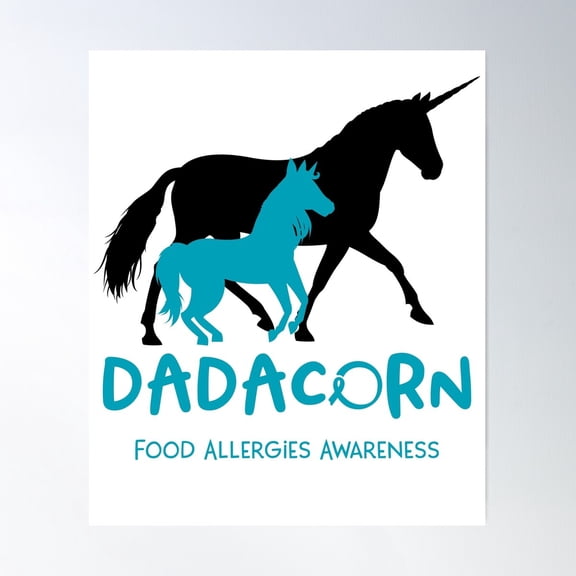 Food Allergies Awareness Dad Unicorn Dadacorn Support Food Allergies Warrior Poster Wall Art, Modern Wall Decor For Living Room Bedroom, 8x12 UNFRAMED