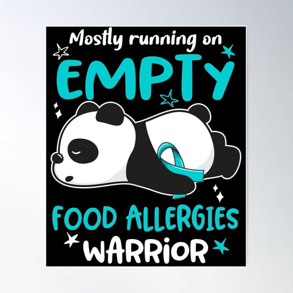 Food Allergies Awareness Mostly Running On Empty Food Allergies Warrior Poster Wall Art, Modern Wall Decor For Living Room Bedroom, 12x18 UNFRAMED