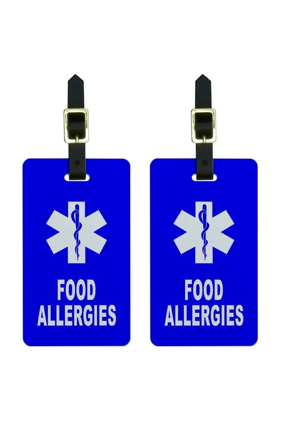 Food Allergies Medical Emergency Star of Life Luggage Tags ID, Set of 2