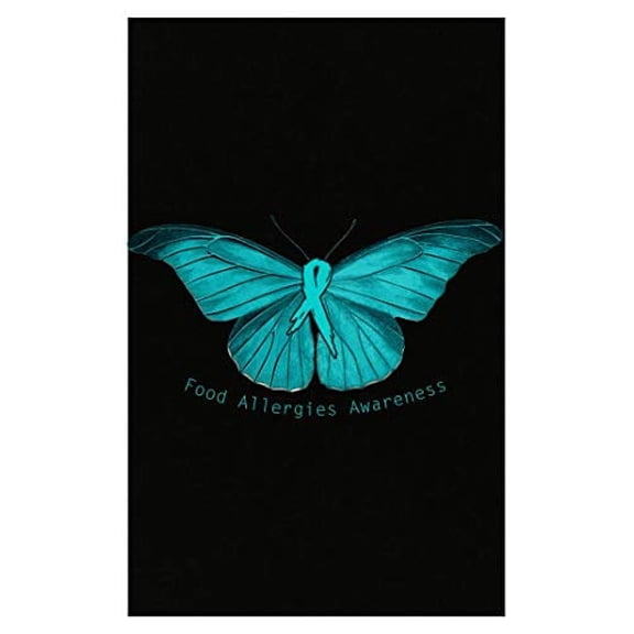 Food Allergy Awareness Poster - 13x19 - Wall Decor with Teal Butterfly Gift