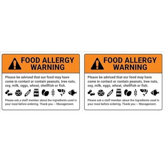 Food Allergy Warning Symbols Sign Metal Tin Sign 8x12 Inches (Pack of 2)