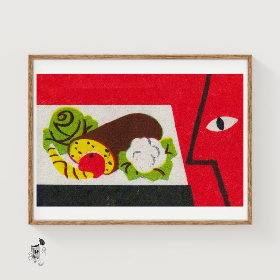 Food And Face Matchbox Print, Unframed Paper Poster 8x10in