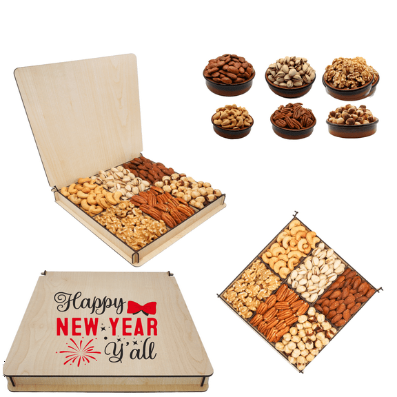 Food Basket Sets, Mixed Nuts, Secret Garden's, Boxes, Gift for Happy New Years 2025, Gourmet Tray