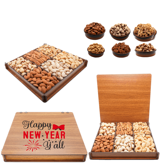 Food Basket Sets, Mixed Nuts, Secret Garden's, Boxes, Gift for Happy New Years 2025, Gourmet Tray