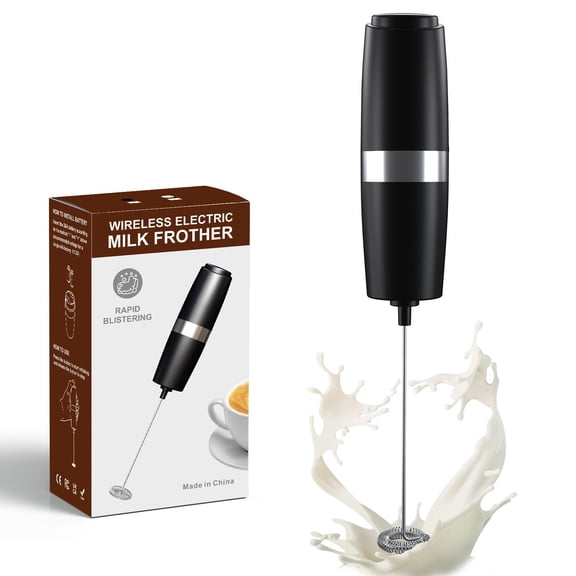 Food Battery Powered Coffee Bubbler Portable Ergonomic Handle Handheld Beverage Mixer Functional Milk Frother, 8.5*1.37 inch, Black
