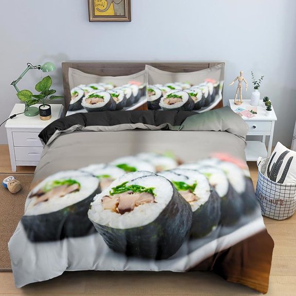 Food Beef 3D Fresh Meat Duvet Cover Delicious Seafood Sashimi Drumstick Steak Realistic Quilt Cover Children Adult rations
