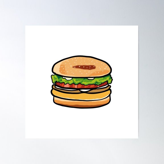 Food Berger Cartoon Fastfood Poster Wall Art, Modern Wall Decor For Living Room Bedroom, 24x24 UNFRAMED