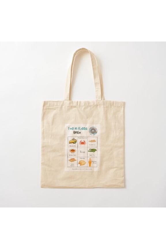 Food Bingo Card - Florida Food Bingo Cotton Tote Bag Canvas Tote Bag, Family Gift For Mother, Her