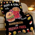 thumbnail image 1 of Food Blanket Soft Cozy Hamburger French Fries Stuff Decor Throw Blanket Plush Fluffy Warm Just a Girl Who Loves Hamburgers Lightweight Fleece Flannel Gifts Blankets for Kids Adults 50"X40", 1 of 6