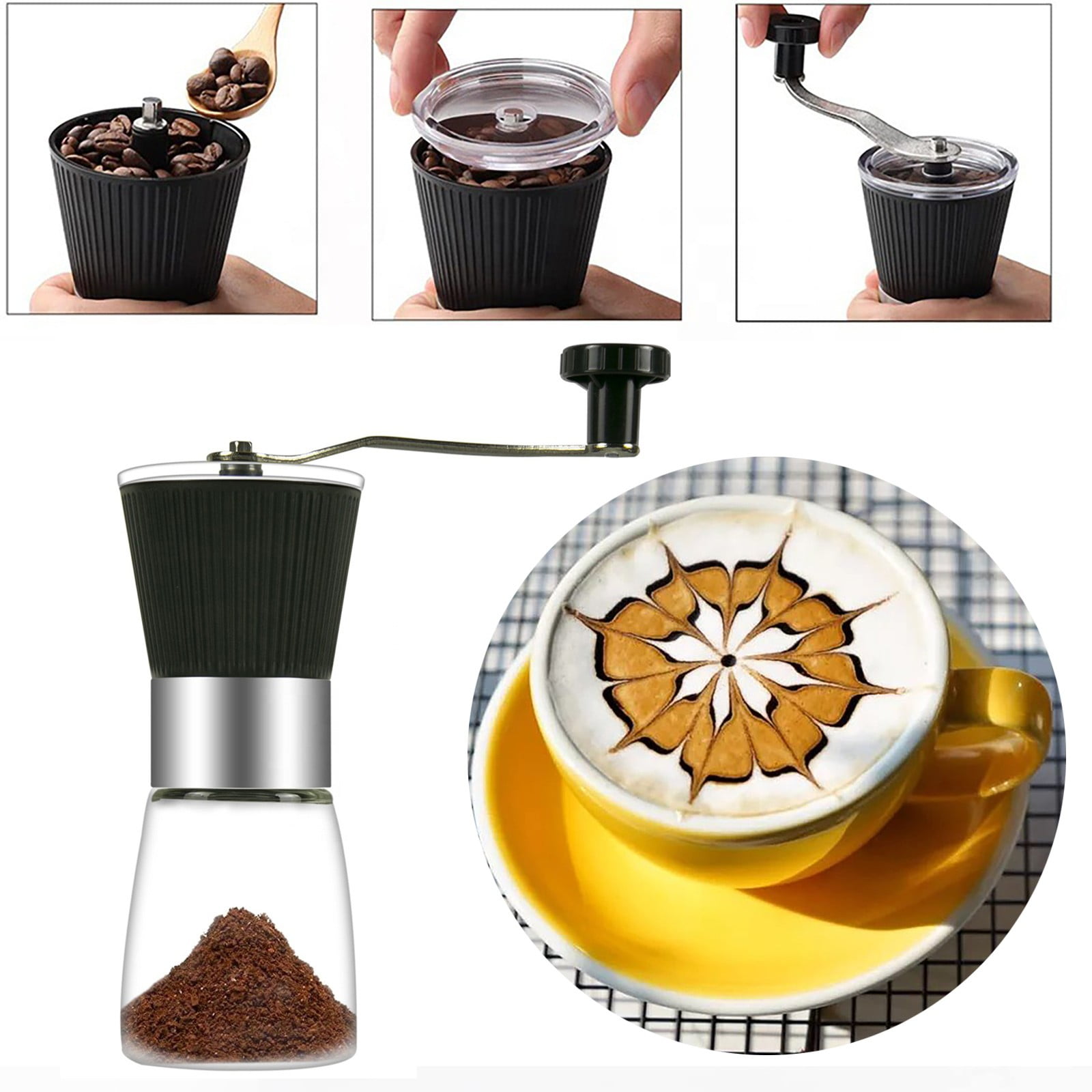 Food Blender,Coffee Roaster Hand‑Cranked Coffee Roasting Machine Stainless Steel Temperature