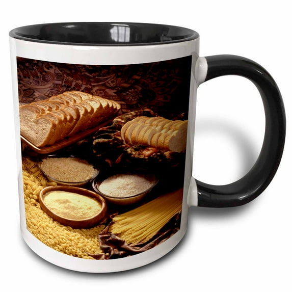 3drose, Food Breads Pasta Healthy Grains, 11oz Two-tone Black Mug