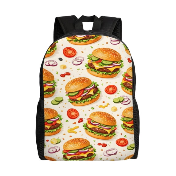 Food Burger Backpack Full Front Print Travel Laptop Bag for Men and Women