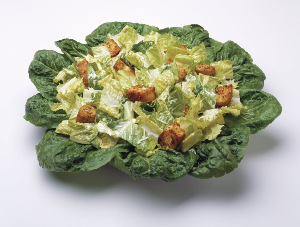 Food - Caesar salad prepared with Romaine lettuce dressing parmesan cheese and croutons studio Canvas Art - Ed Young Design Pics (16 x 12)