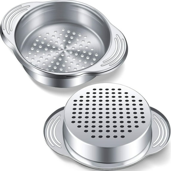 Food Can Strainer,Stainless Steel Tuna Can Strainer Sieve,Metal Press Lid Canning Colander Oil Drainer,4.5 in Can Filter Kitchen Tools for Beans,Vegetables,Silve